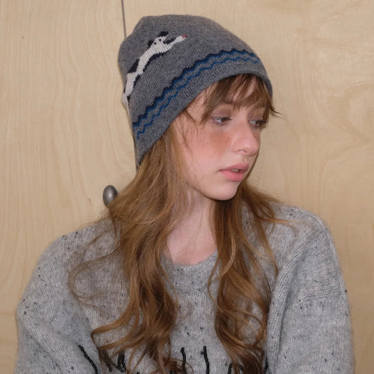 INS Real Fur Wool Winter Hats for Women Sun Animals Cartoon Warm Knit Thick Beanie Cap Solid Cover Head Sombreros De Mujer