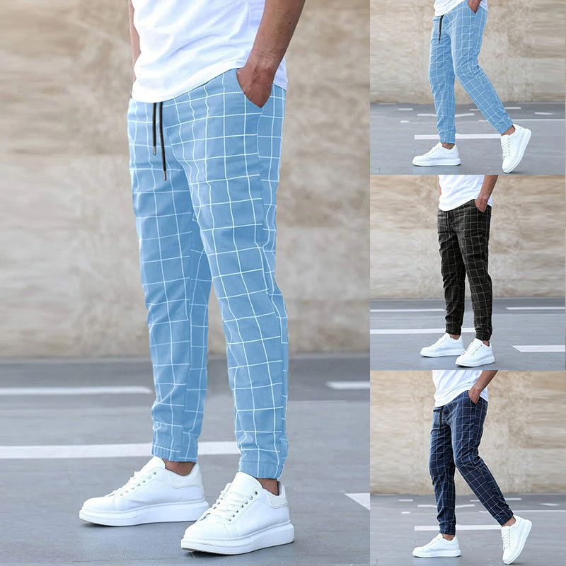 🧵 Men's Fashion Plaid Print Drawstring Trousers FitiqueFit