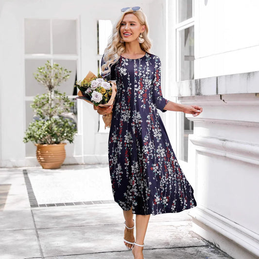Women's Fashion Floral Slim-fit Short-sleeve Dress