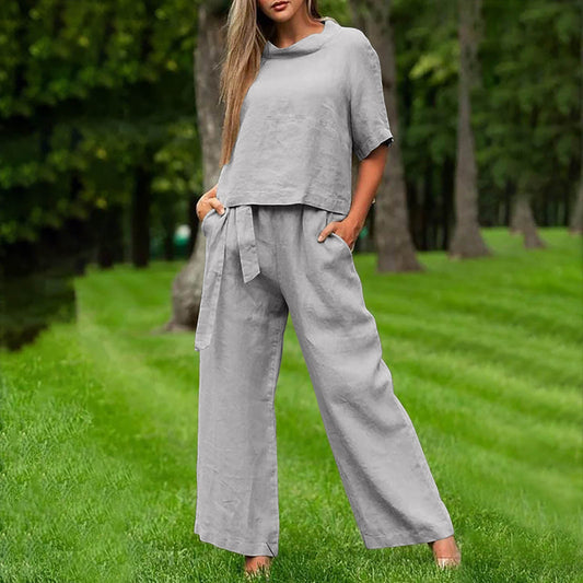 Round-neck Plus-size Womens Casual Two-piece Set, Trendy For Women