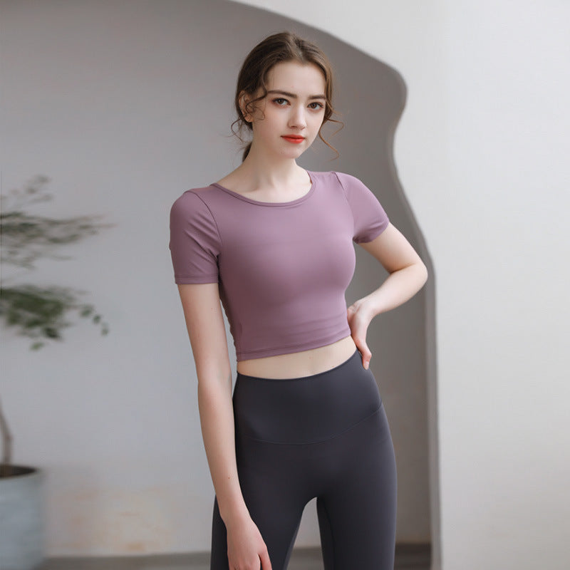 Tight Fit Yoga Top With Chest Pad Beauty Back Breathable - FitiqueFit