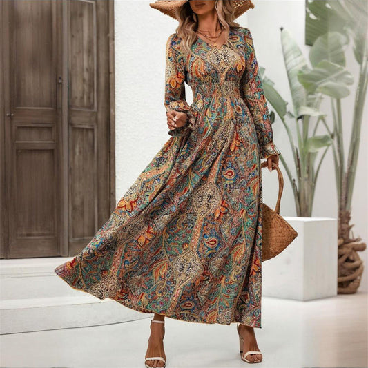 Retro Geometric Print Maxi Dress CJ US
