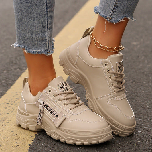 Women’s Lace‑Up Side‑Zipper Sports Sneakers CJ US