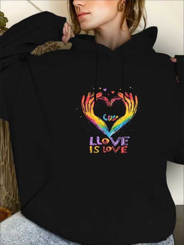 Ladies' Casual Printed Hoodie,  Sweatshirt, Fashionable Drawstring Pullover, Suitable For All Seasons, Suitable For Both Men And Women, Simple Design, Hooded Top, Christmas, Valentine's Day, Ne CJ US