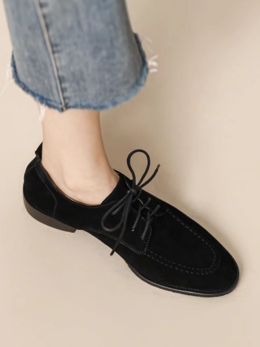 Women’s Retro Deep-Mouth Lace-Up Loafers – Vintage-Inspired Pumps CJ