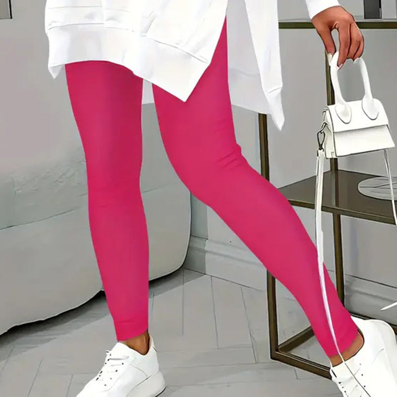 Women's Casual 2-Piece Set Solid Color Leggings & Letter Print Pocket Drawstring Hooded Sweatshirt With Split Hem Spring Fall Fashion Outfit CJ US