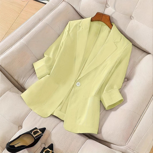 Three-quarter-sleeve Single-button Professional Casual Blazer