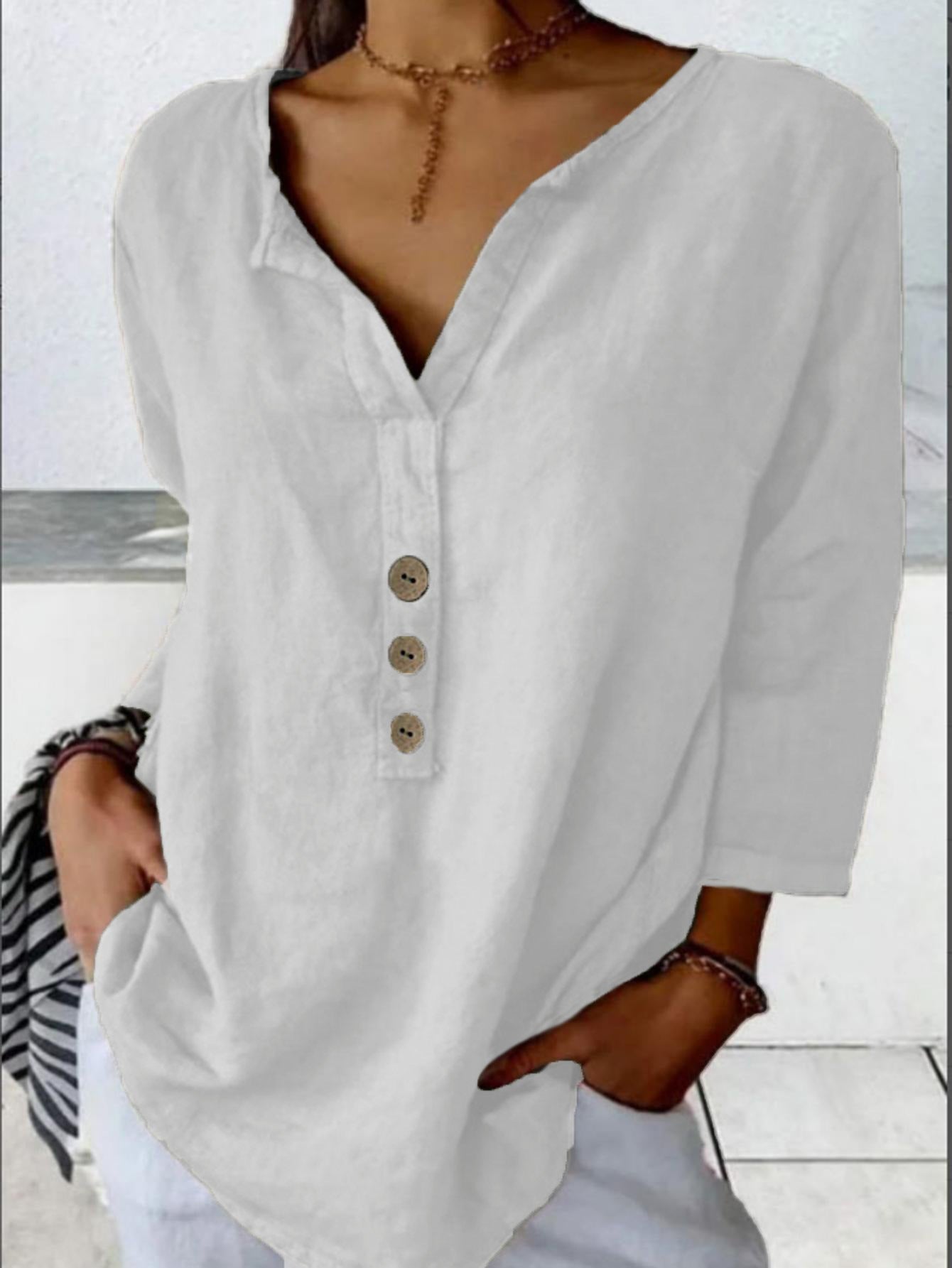 Modern Notched-Collar Button-Down Shirt – Relaxed Chic Staple CJ US