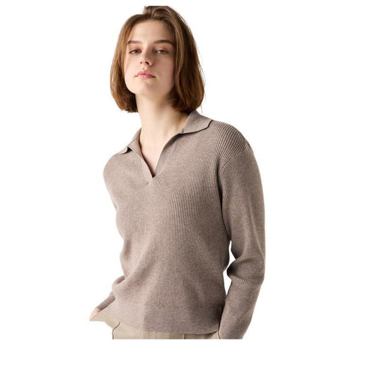 Women’s Ribbed Half-Open Collar Sweater CJ