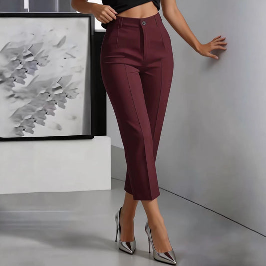 Women's High-Waisted Drapey Straight-Leg Pants
