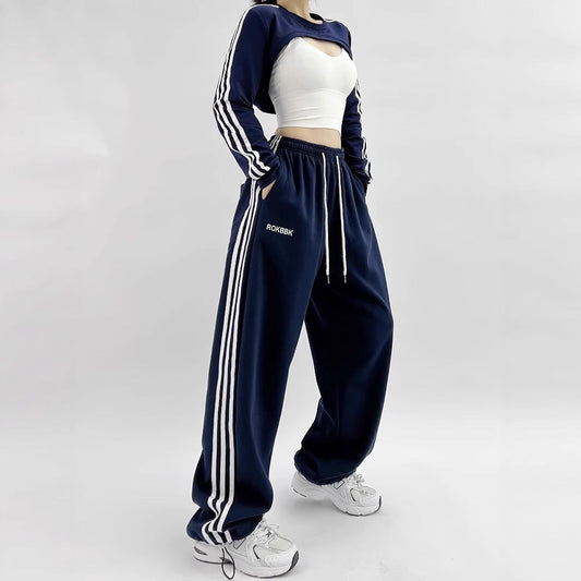 American-style Athletic Wide-leg Sweatpants For Women