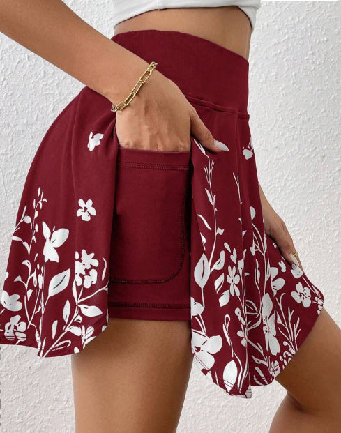 🌼 Women's Minimalist Floral Print High-Waisted Shorts with Pockets FitiqueFit