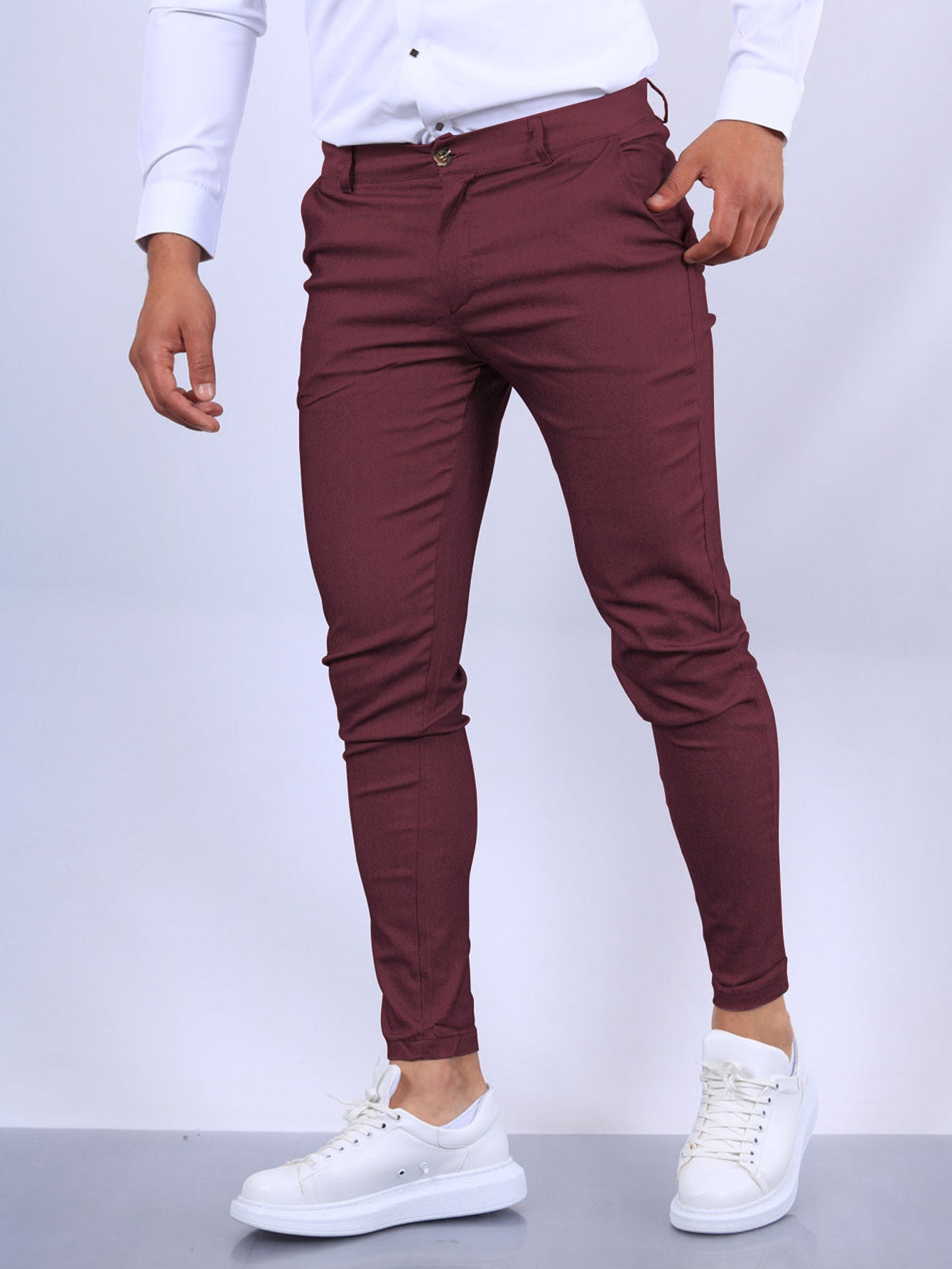 👔 Men's Slim Fit Button Trousers – Versatile Office & Casual Wear FitiqueFit