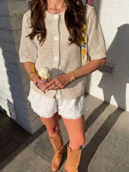 Women's Solid-color Cardigan Sweater Top