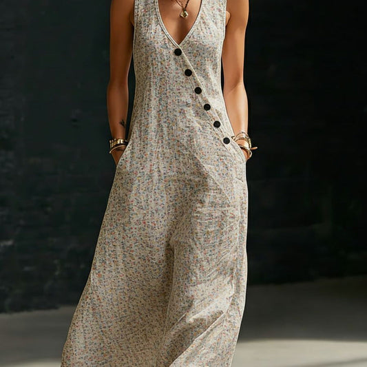 Loose-fitting V-neck Cross-over Shirt And Wide-leg Pants