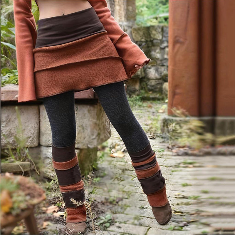 Women's Color Block Asymmetrical Skort With Contrast Panels - Comfortable Fashion Leggings For Spring&Fall CJ US