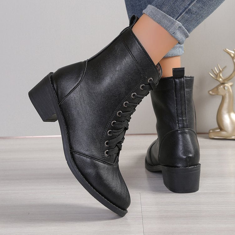 British Style Women's Casual Trend High-top Zipper Fashion Leather Boots Diversi Fashion™