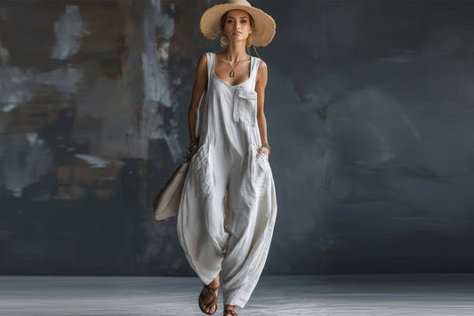 Women's Casual Versatile Solid Color Loose Jumpsuit
