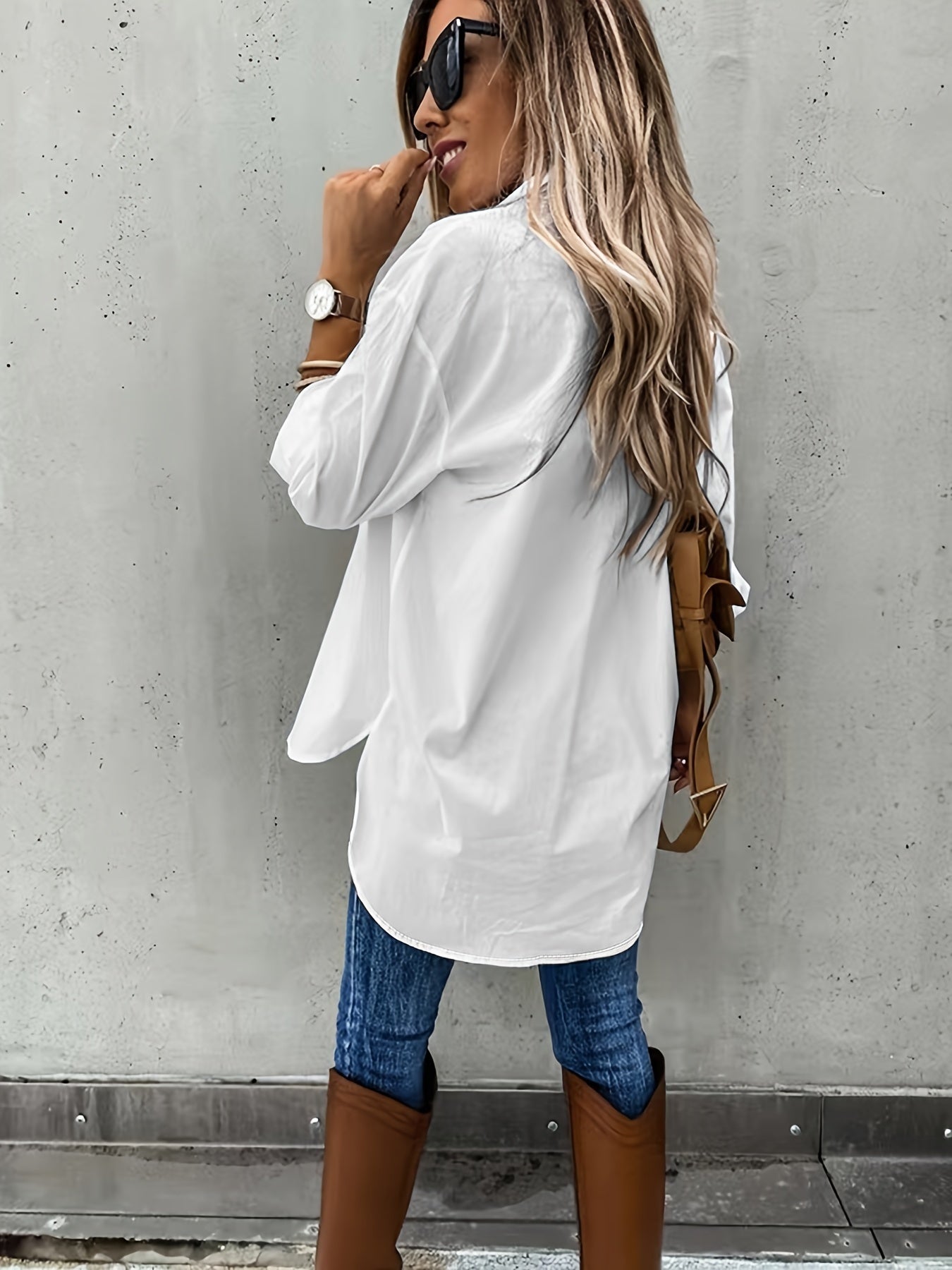 Women’s Casual Long Sleeve Shirt with Pocket CJ US
