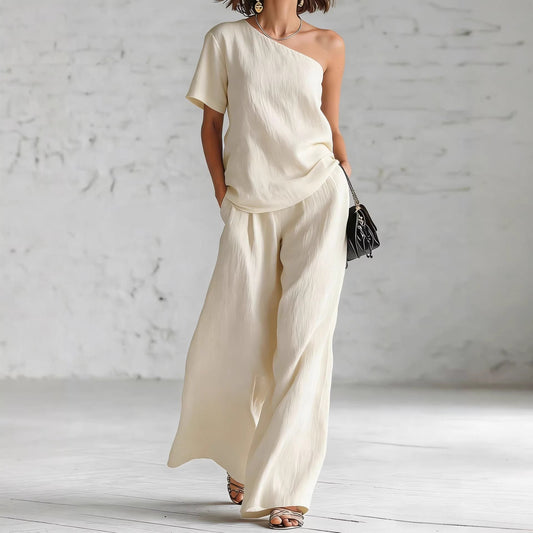 Fashion Top And Wide-leg Pants Casual Set