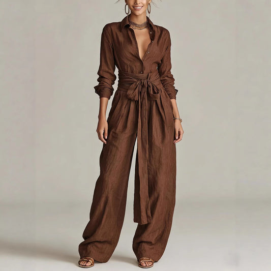 Solid-color High-waisted Short-sleeve Pants Fashion Casual Set