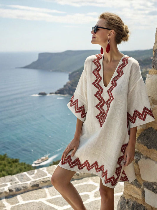 Beach Vacation Beach Dress Printed Loose Midi Dress