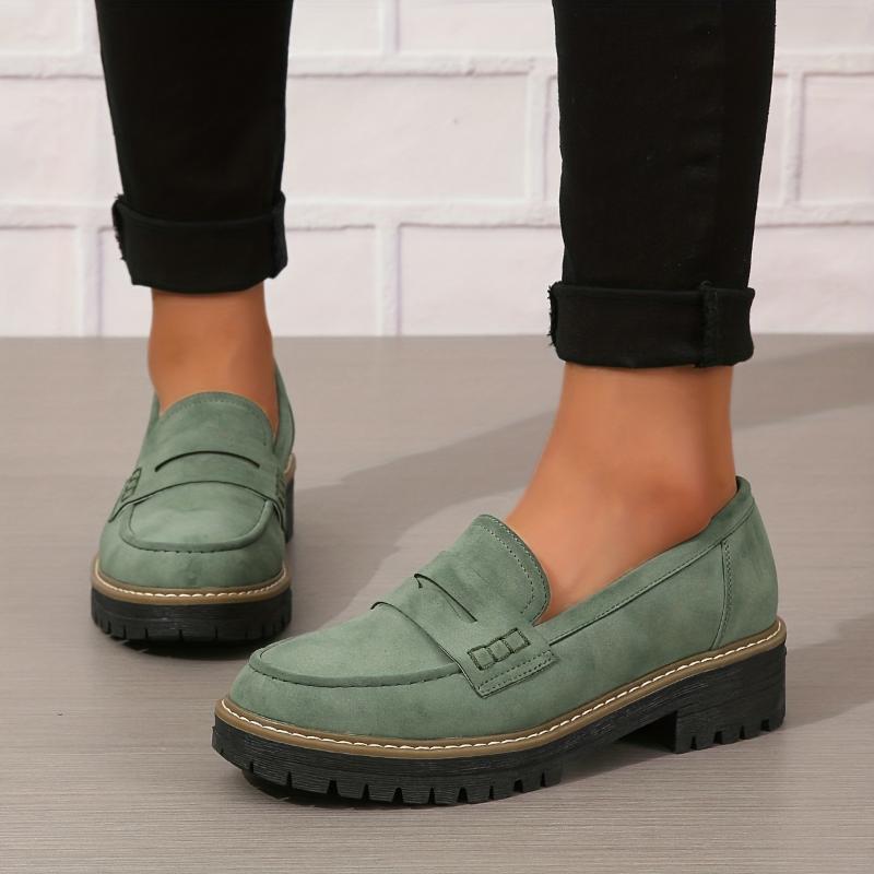 Women's Solid Color Fashionable Thick-soled Loafers 