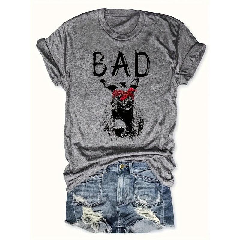 Women's Animal Letter Print Casual Short Sleeve T-Shirt CJ