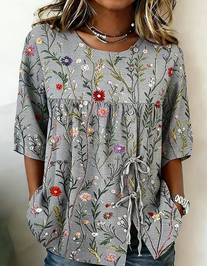 Women's Casual And Versatile Floral 3D Printed Top 