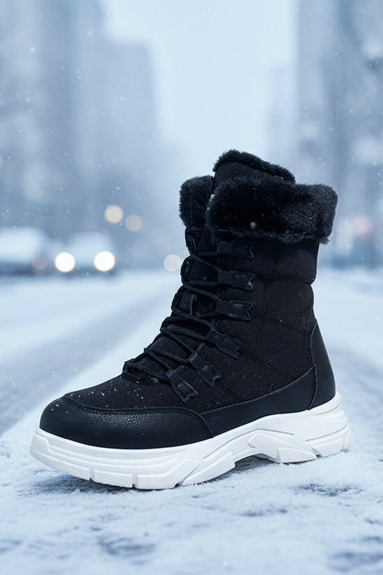 Women’s Fleece-Lined Chunky Sole Shoes – Warm Casual Winter Comfort Shoes - FitiqueFit