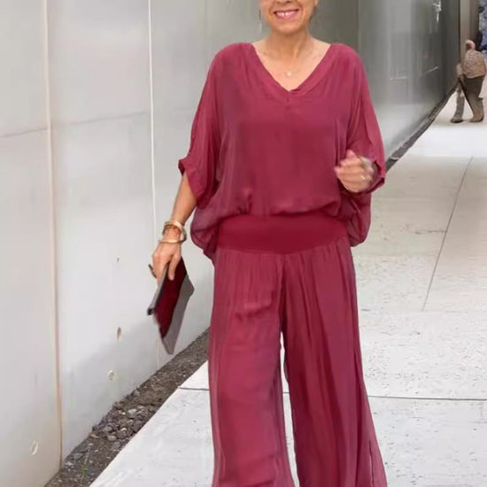 Fashionable Best-Selling Solid-Colored Chiffon Set For Women 