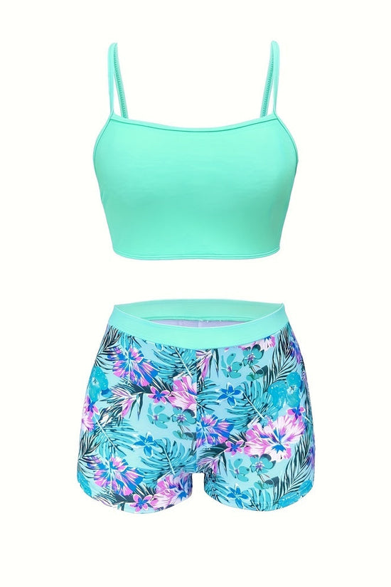 Printed High‑Waist Slimming Bikini Three‑Piece Set CJ US