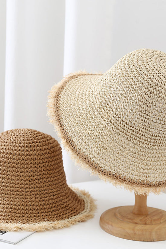 The Korean Version Of The Wide-brimmed, Fringed, Woven Straw Hat, Sun Hat, Round-top Fisherman's Hat, Beach Vacation Hat, And Sandcastle Hat Is Suitable For Vacations. 