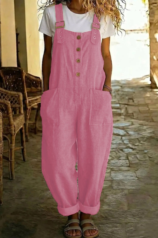 Solid-color Vintage Straight-leg Overalls For Women 