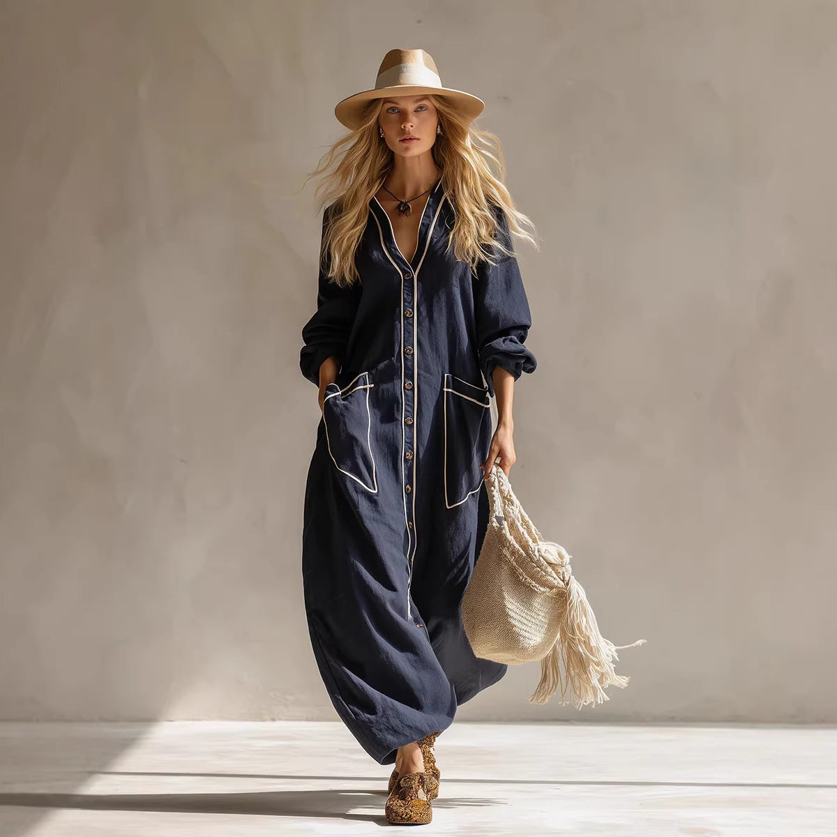 Solid-color Fashionable Casual Spring Womens Jumpsuit 