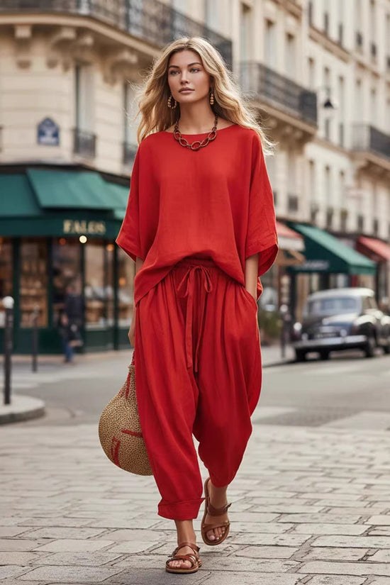 Women's Solid Color Loose Casual Set 