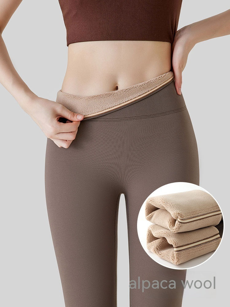 Fleece-lined Thick High Waist Hip Lift Leggings For Women 