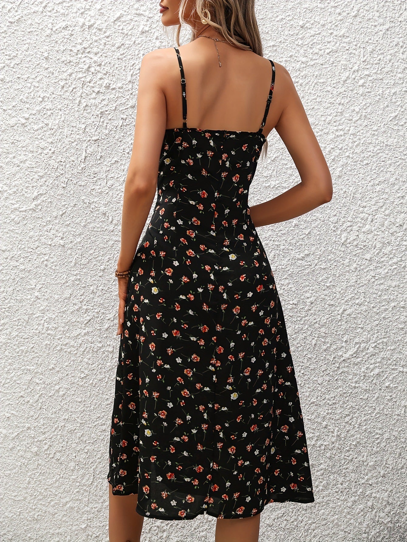 New Polka Dot Print Suspender Dress Summer Sexy Split Long Dresses For Womens Clothing FitiqueFit