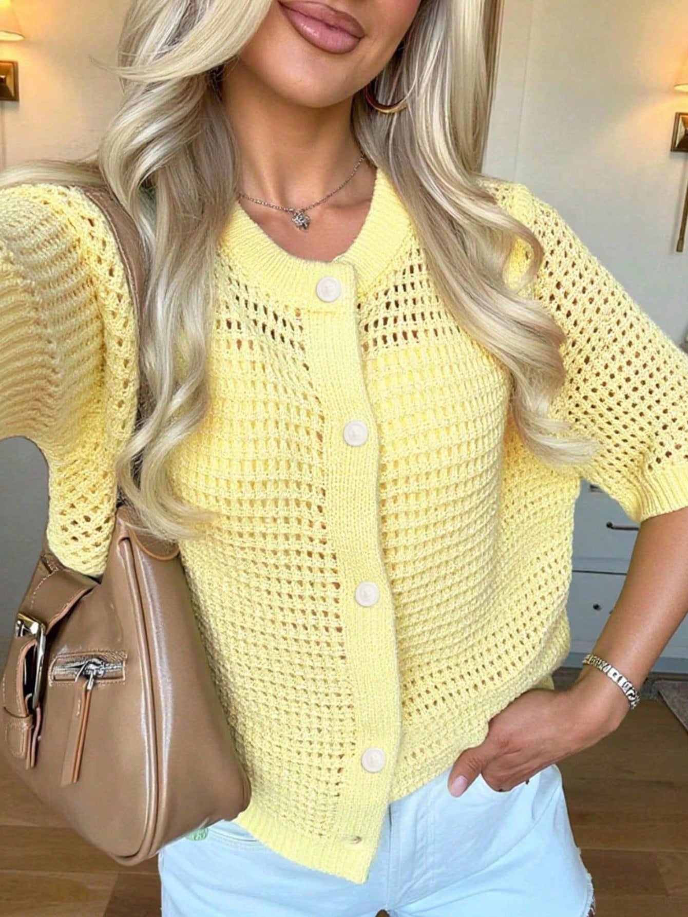 Women's Solid-color Cardigan Sweater Top 
