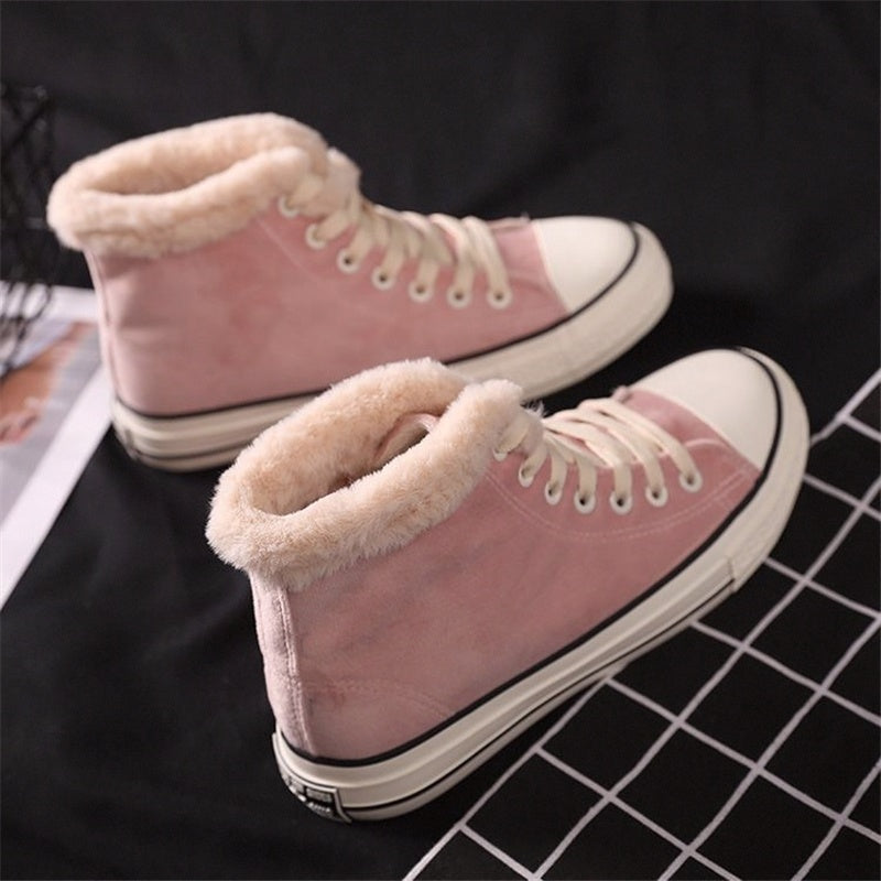 Canvas Shoes Women's Plush Cotton-padded Warm-keeping Cotton Shoes CJ