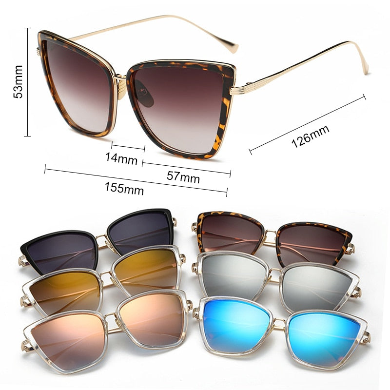 Big Cat Eye Sunglasses Women Black Mirror Sun Glasses Fashion Brand Designer High Quality Vintage Sunglass eprolo