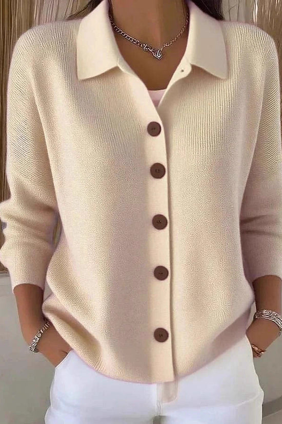 Button-knitted Lapel Sweater Cardigan Coat For Women 