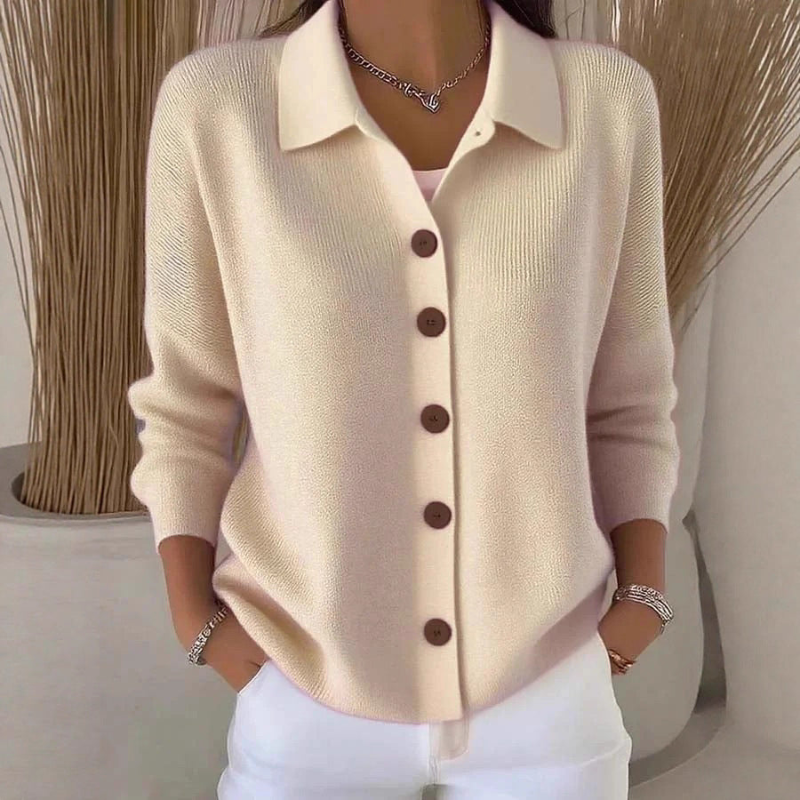 Button-knitted Lapel Sweater Cardigan Coat For Women 