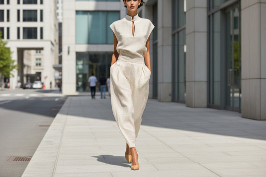 Chinese-style Satin Short-sleeve T-shirt And Pants Set For Women 