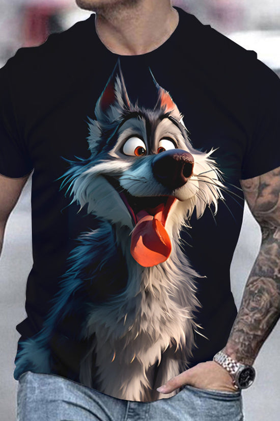 Men's 3D Wolf Print T-shirt - Casual Round Neck CJ US