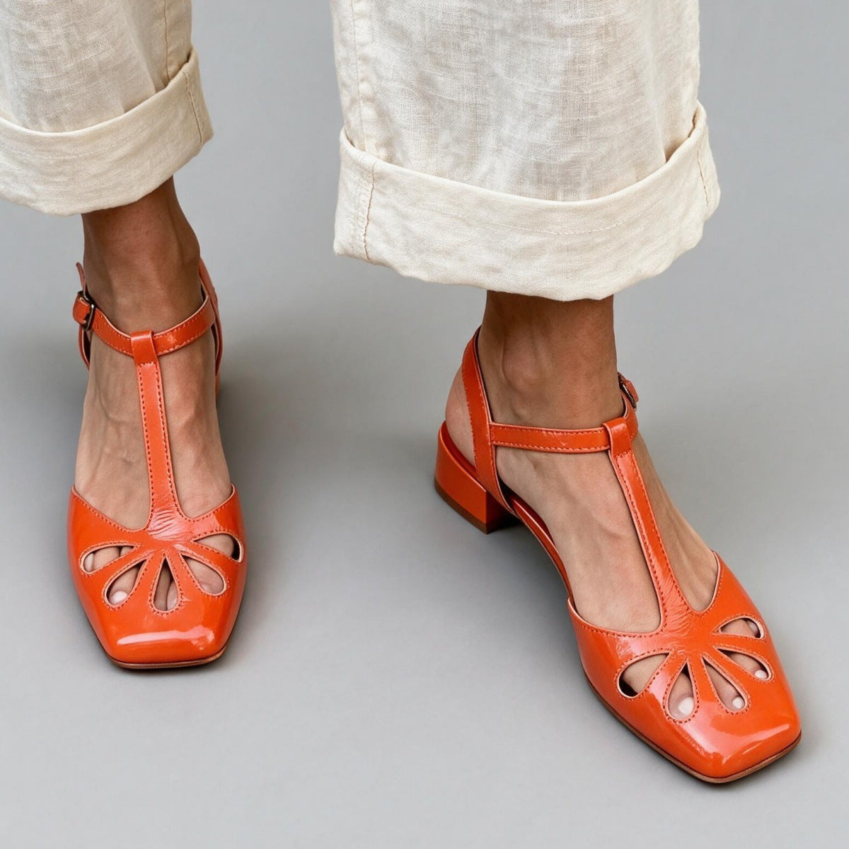 Made to order ships in 3–5 days Retro T-shaped buckle strap Roman hollow sandals for women 