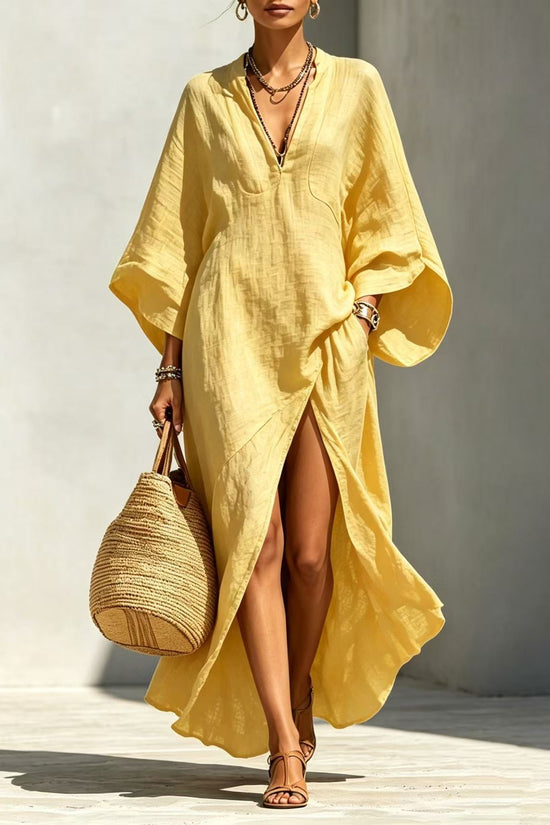 Batwing-sleeve Loose-fitting Maxi-length Resort Dress 
