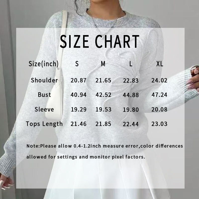 Women's Elegant Floral Sweater - 2025 Fall Winter Crew Neck Long Sleeve Casual Pullover 