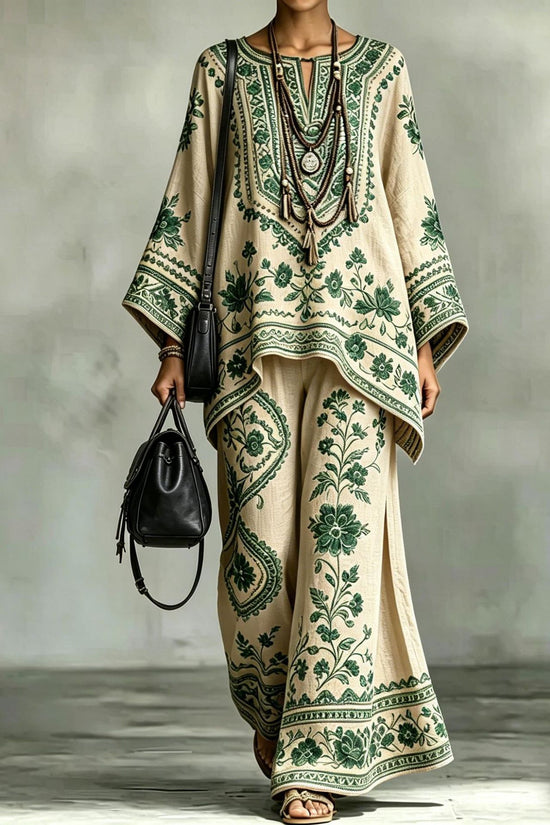 Women's Fashionable Loose-Fit Printed Long-Sleeve Set 