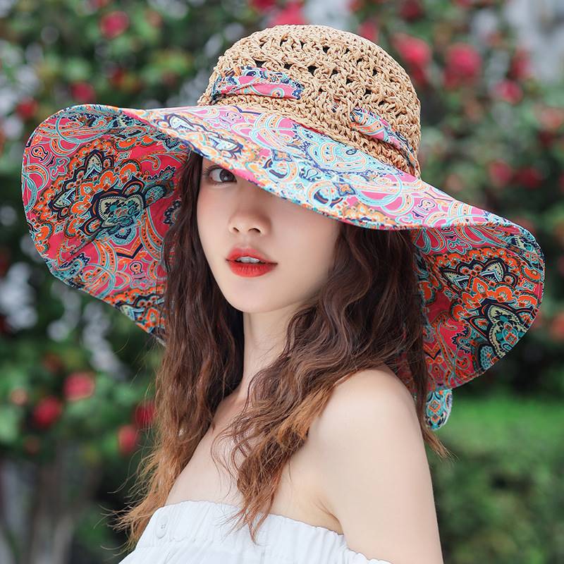 Summer Beach Sun Hat Beach Green Straw Hat For Women 